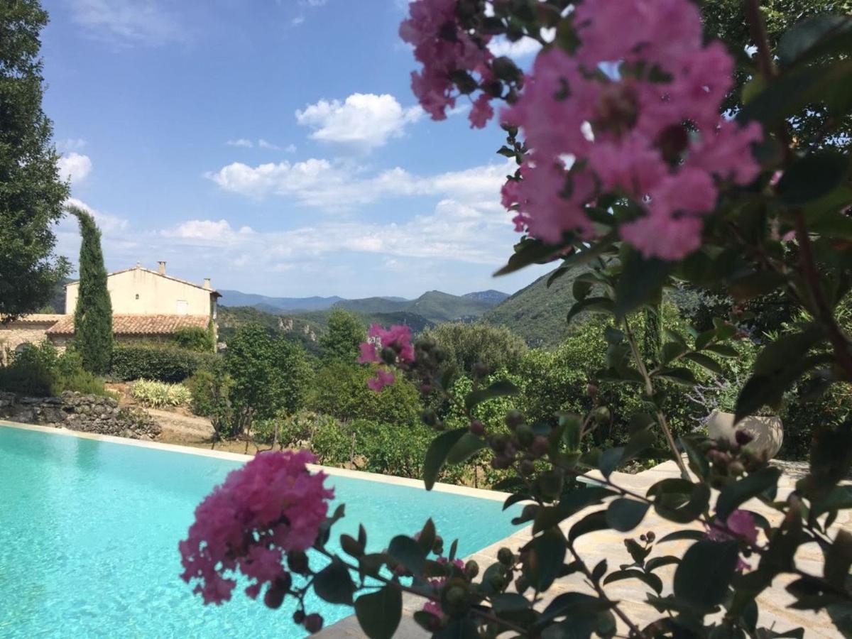 Gite En Cevennes Du Sud, Bergerie Restauree Au Rez De Jardin D'Une Bastide Avec Piscine, Vue Exceptionnelle, Authenticite Et Confort Saint-Laurent-le-Minier エクステリア 写真